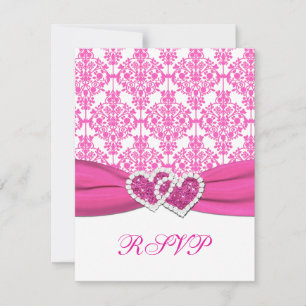 Tarjeta RSVP de Damask rosa y Blanco - NO PARA SQ