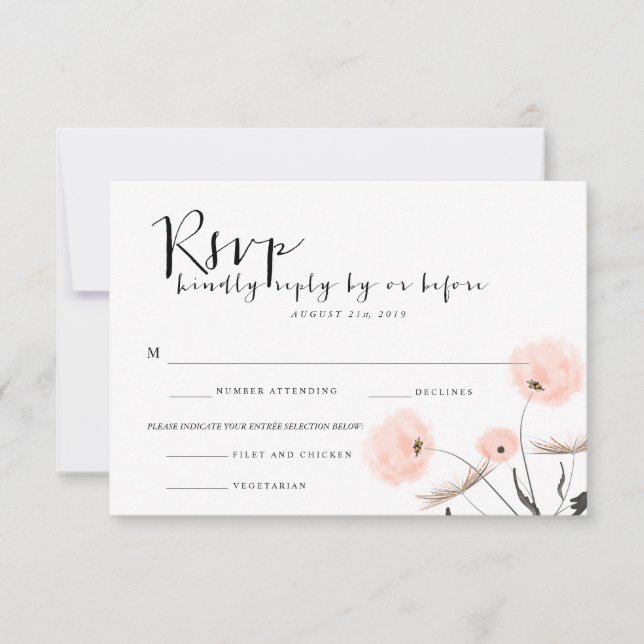 Tarjeta RSVP de Dandelion Wedon Wedding de tipogra (Anverso)