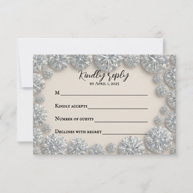 Tarjeta RSVP de Dazzling Diamond Wedding (Anverso)
