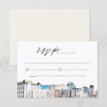 Tarjeta RSVP de destino de Skyline de agua SAN DIE