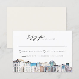 Tarjeta RSVP de destino de Skyline de agua SAN DIE