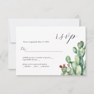 Tarjeta RSVP de diseño de Boda Cactus