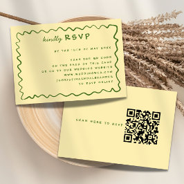 Tarjeta RSVP de Doodle de Boda Amarilla y Verde