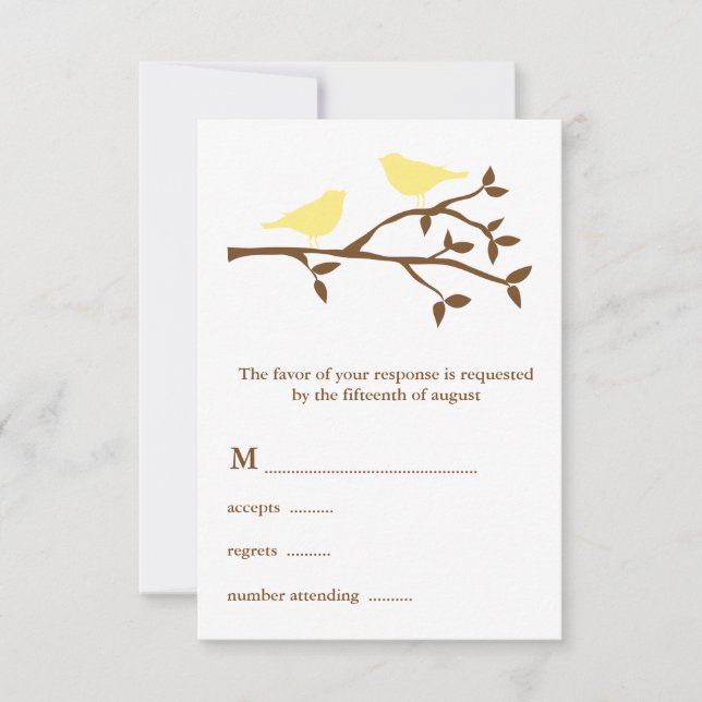Tarjeta RSVP de dos Aves Amarillas Boda (Anverso)