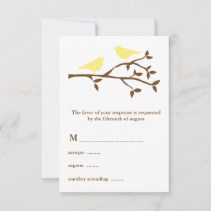 Tarjeta RSVP de dos Aves Amarillas Boda