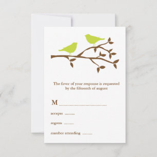 Tarjeta RSVP de dos Aves Verdes Boda