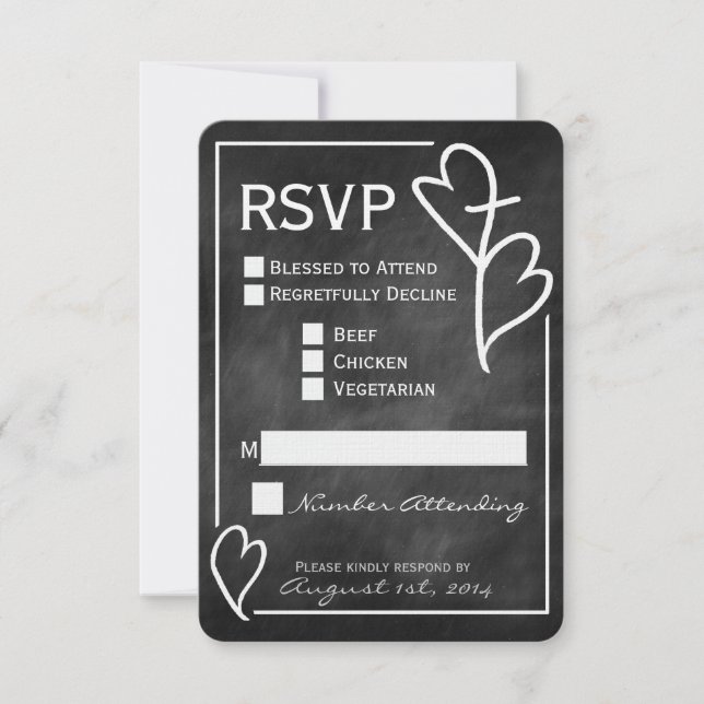Tarjeta RSVP de dos corazones cruzando la boda rel (Anverso)