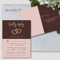 Tarjeta RSVP de dos corazones de color rojo de asi