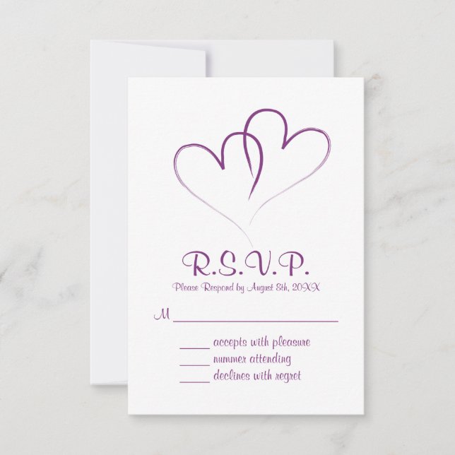 Tarjeta RSVP de dos corazones entrelazados (Anverso)