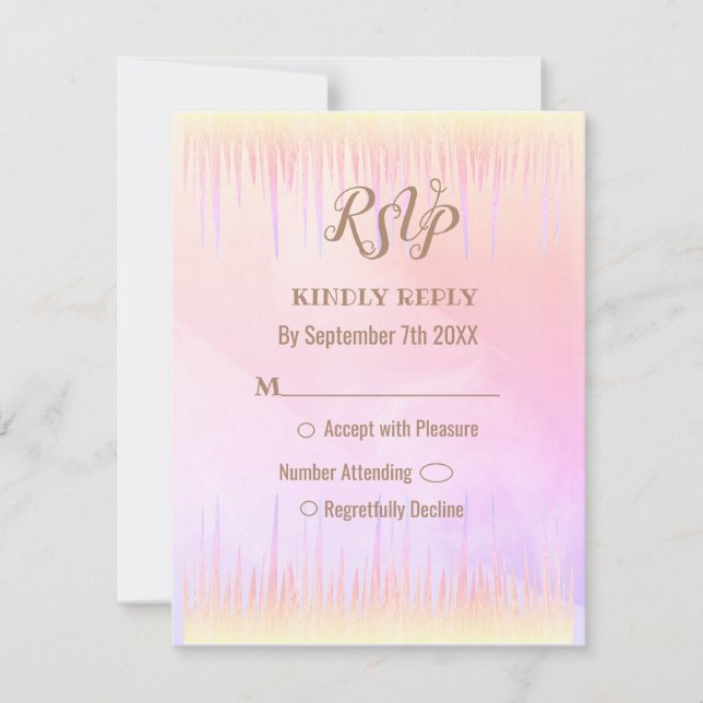 Tarjeta RSVP de Dusty Peach Peach Icicle Wedding (Anverso)