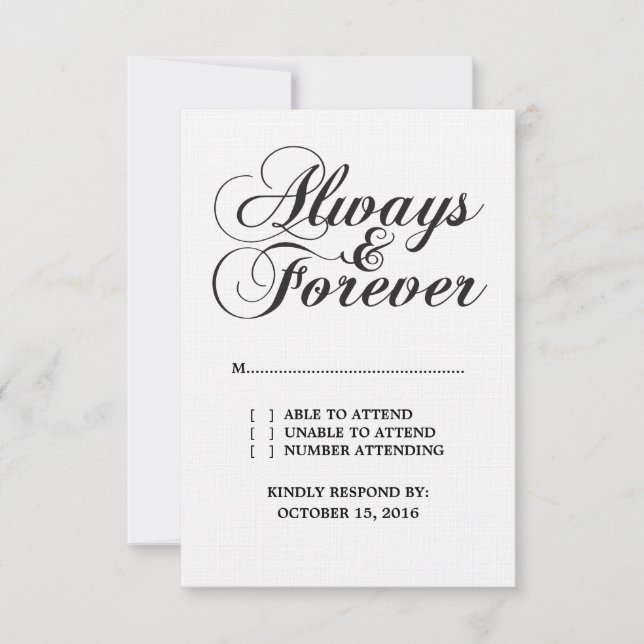 Tarjeta RSVP de Ebony Always & Forever Wedding (Anverso)