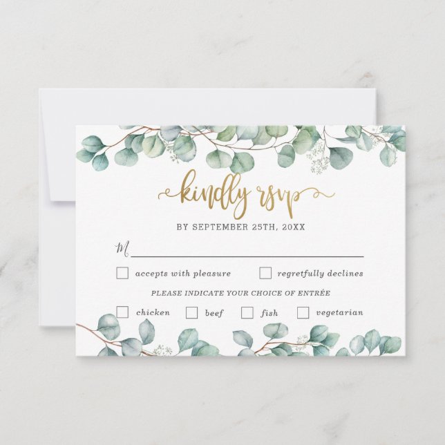 Tarjeta RSVP de Elección de Comida del Boda Eucaly (Anverso)
