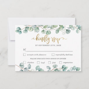 Tarjeta RSVP de Elección de Comida del Boda Eucaly