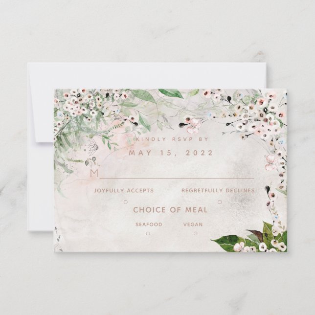 Tarjeta RSVP de Elección de Comida para Boda de Wh (Anverso)