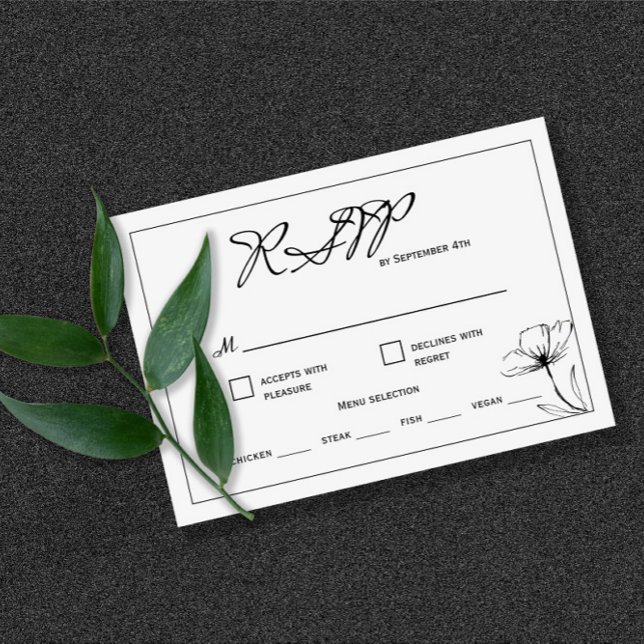 Tarjeta RSVP de elección de comida para Bodas blan (Subido por el creador)