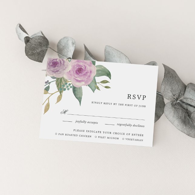 Tarjeta RSVP de elección de comida Violet & Sage (Subido por el creador)