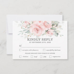 Tarjeta RSVP de elección de comidas para Bodas flo