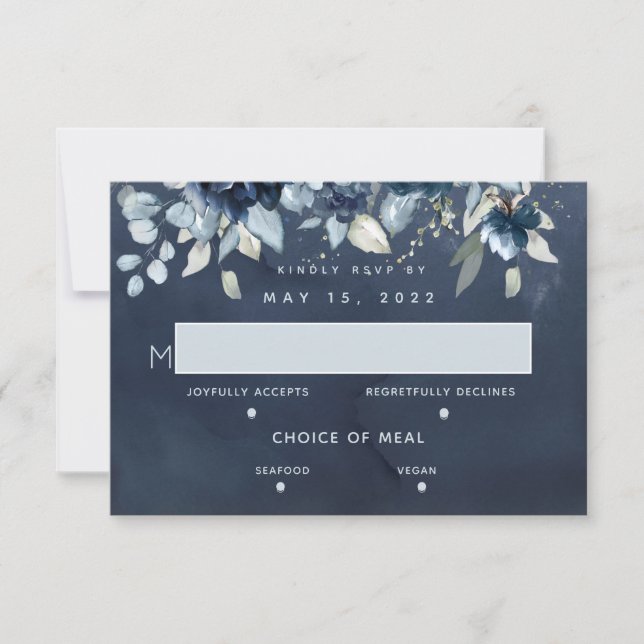 Tarjeta RSVP de elección de comidas para Rosas en  (Anverso)