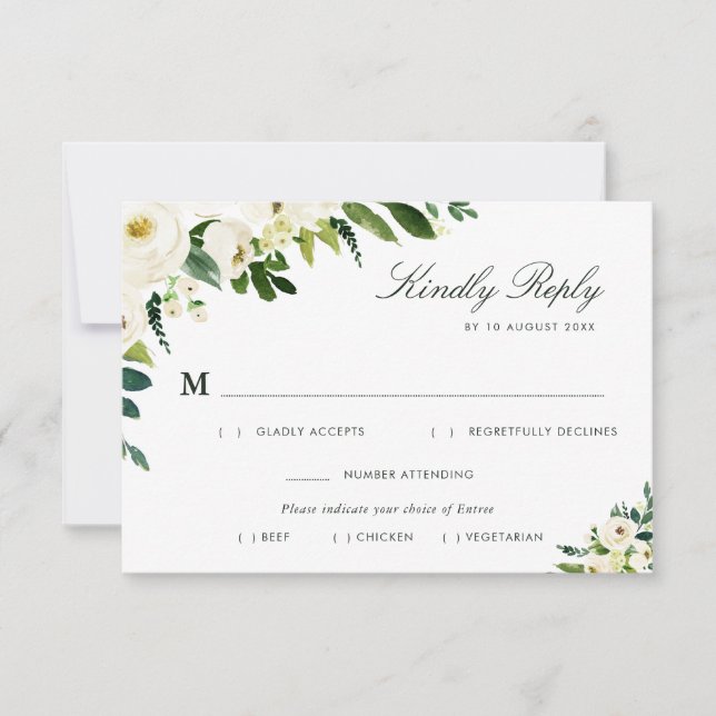 Tarjeta RSVP de elección de harina floral de marfi (Anverso)