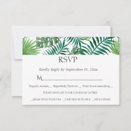 Tarjeta RSVP de elección de la comida acuarela de 