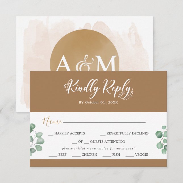 Tarjeta RSVP de elección de menú de coordenadas de (Anverso / Reverso)