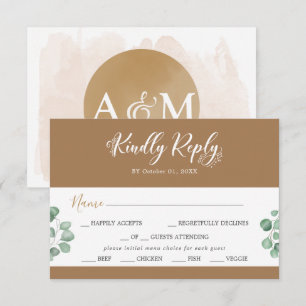 Tarjeta RSVP de elección de menú de coordenadas de