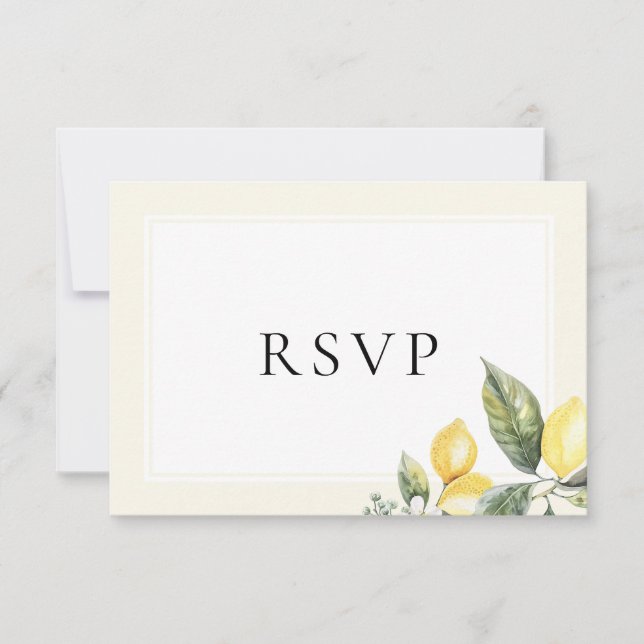 Tarjeta RSVP de elección de menú elegante de limón (Anverso)