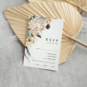 Tarjeta RSVP de elección de menú Floral blanca