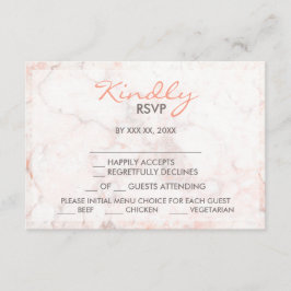 Tarjeta RSVP de elección de menú Marble rosa blanc