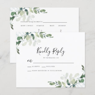 Tarjeta RSVP de elección del menú de Eucalyptus pa