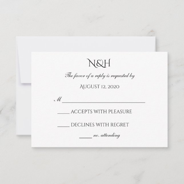 Tarjeta RSVP de elegancia dulce (Anverso)