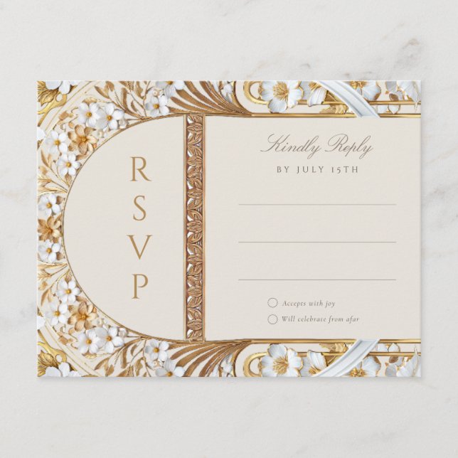 Tarjeta RSVP de Elegancia floral islámica (Anverso)