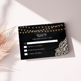 Tarjeta RSVP de Elegancia Rústica en Blanco y Negr