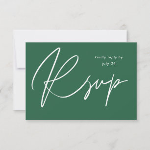 Tarjeta RSVP de Emerald Green MOD Calligraphy w Me