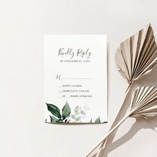 Tarjeta RSVP de Emerald Greenery Simple Wedding