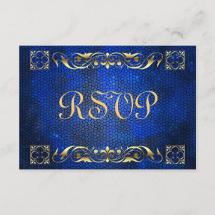 Tarjeta RSVP de Emperador Blue Sned Glass