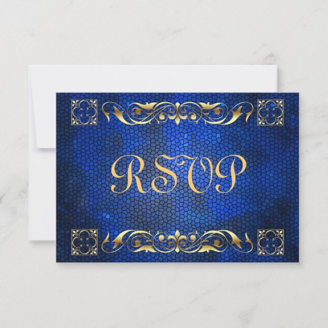 Tarjeta RSVP de Emperador Blue Sned Glass (Anverso)