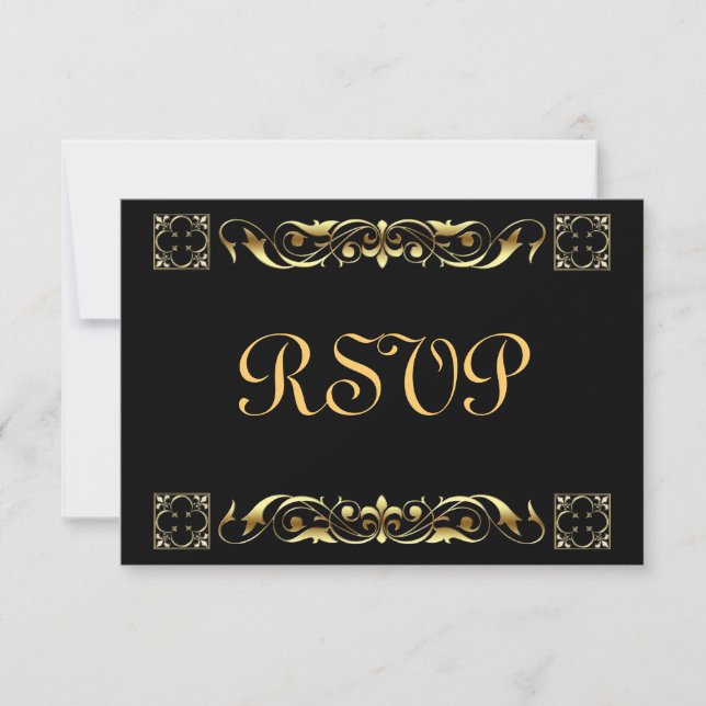 Tarjeta RSVP de Emperador de vidrio con mango negr (Anverso)