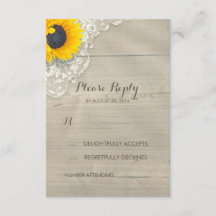 Tarjeta RSVP de Encaje y Boda Rústica de Girasol