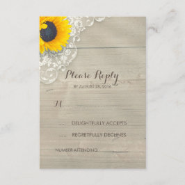 Tarjeta RSVP de Encaje y Boda Rústica de Girasol