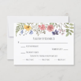 Tarjeta RSVP de envoltura de flores silvestres