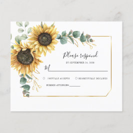 Tarjeta RSVP de envoltura de girasol floral Eucaly