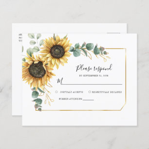 Tarjeta RSVP de envoltura de girasol floral Eucaly