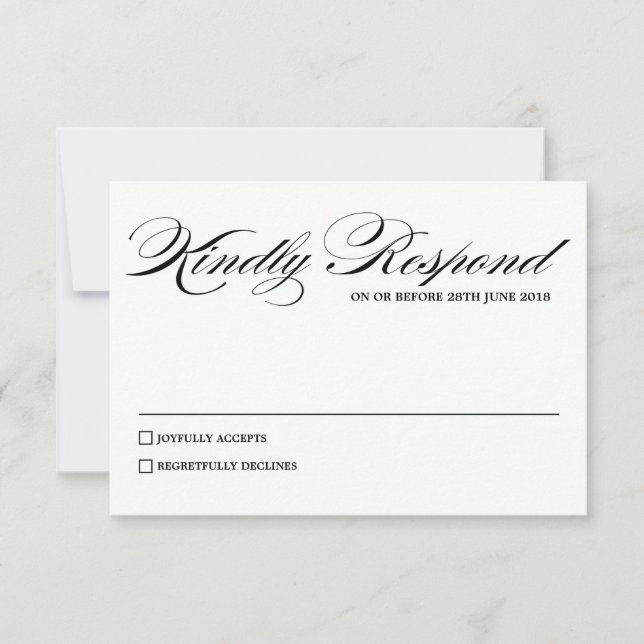Tarjeta RSVP de escritura de caligrafía elegante (Anverso)