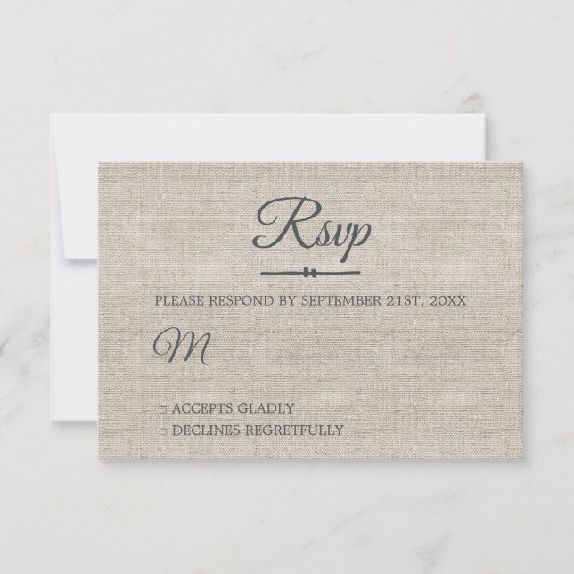 Tarjeta RSVP de escritura de Moda de línea gris (Anverso)
