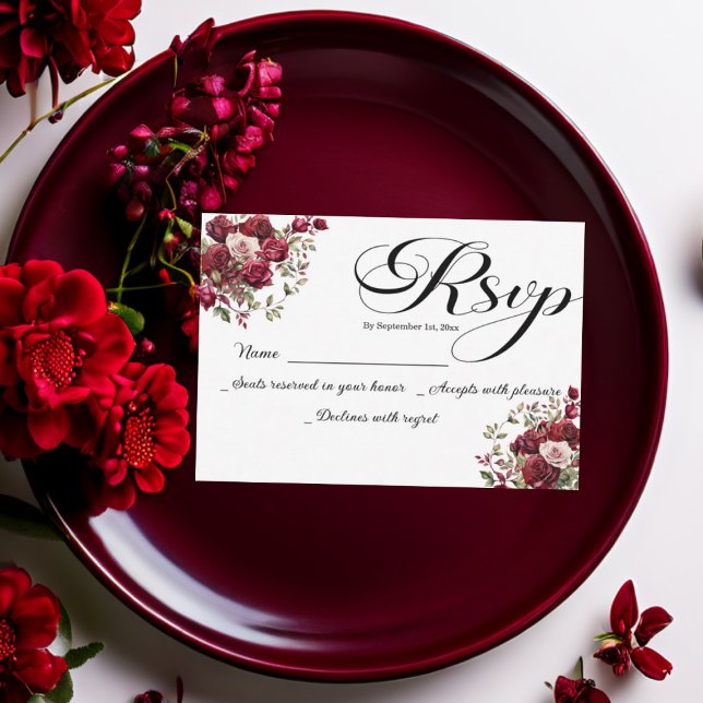 Tarjeta RSVP de escritura moderna con flores de bo (Subido por el creador)