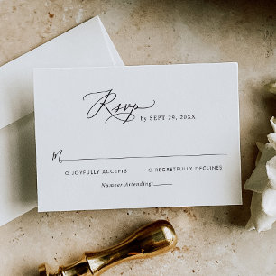 Tarjeta RSVP de escritura moderna minimalista