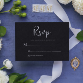 Tarjeta RSVP de escritura negra simple de línea ne