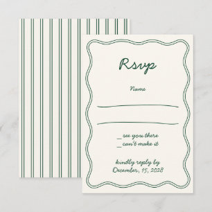Tarjeta RSVP de escritura verde vintage de mano