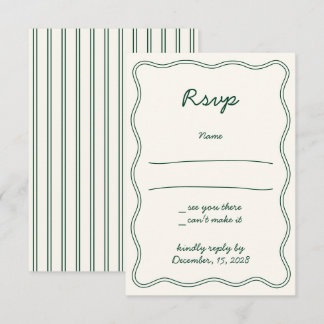 Tarjeta RSVP de escritura verde vintage de mano